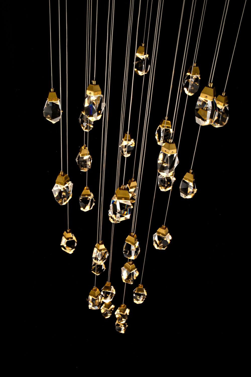 Modern Floating Diamond Crystal Chandelier for High-ceiling