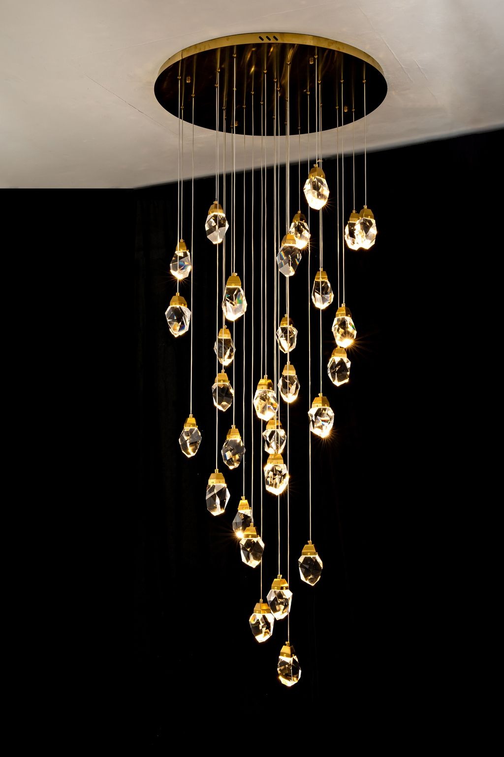 Modern Floating Diamond Crystal Chandelier for High-ceiling