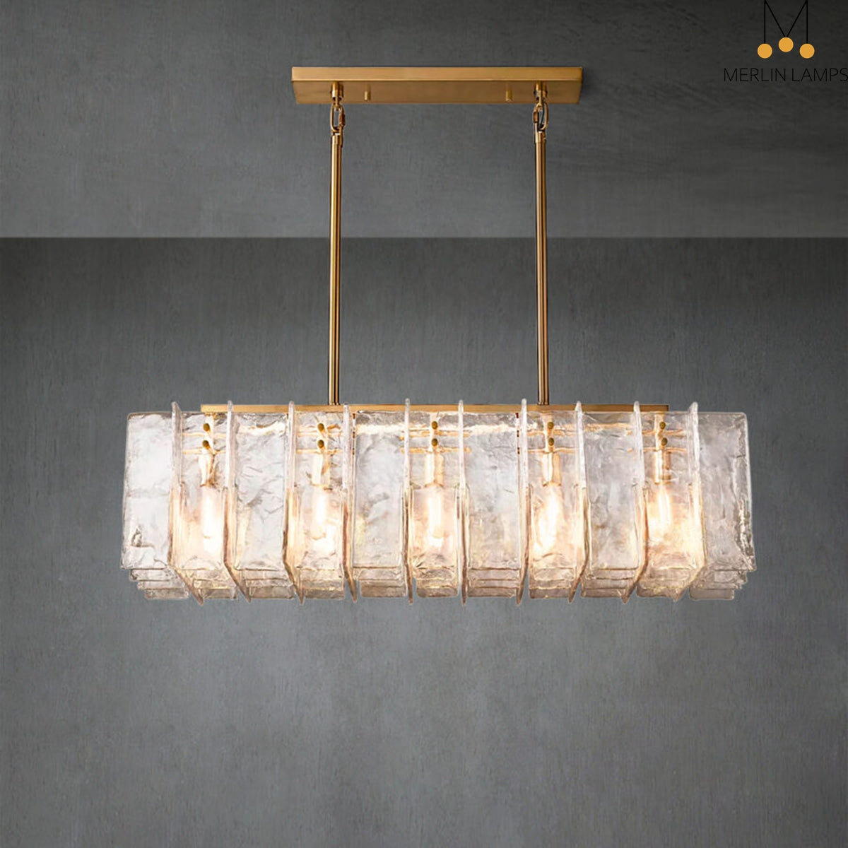 Latrel Clear Glass Rectangular Chandelier 49″