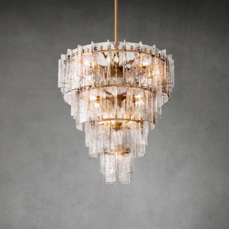 Latrel Clear Glass Tiered Round Chandelier 47″