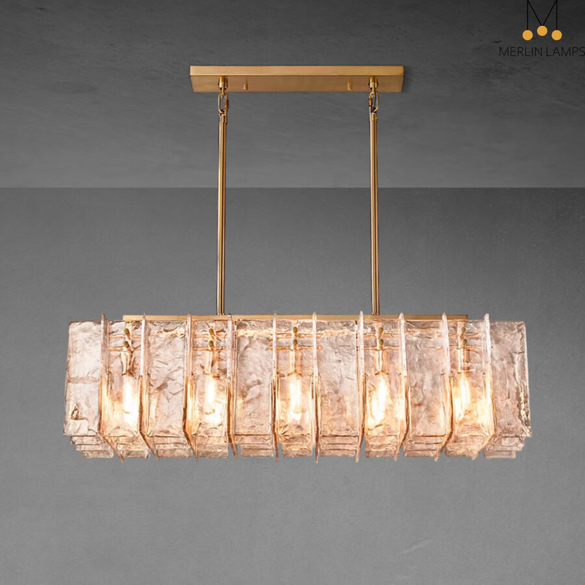 Latrel Smoke Glass Rectangular Chandelier 49″