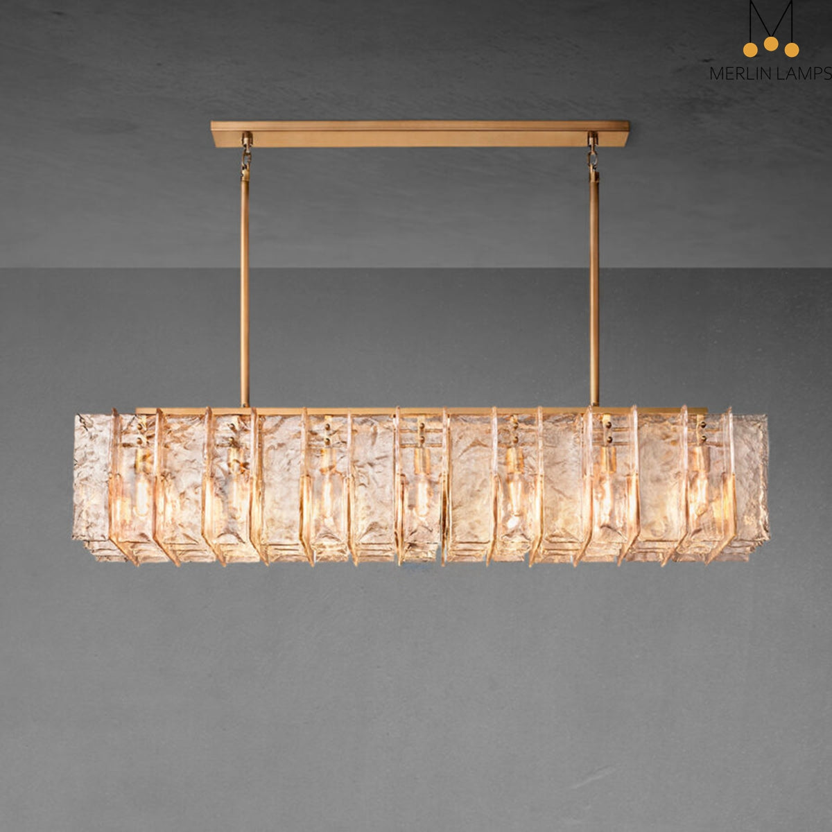 Latrel Smoke Glass Rectangular Chandelier 67″
