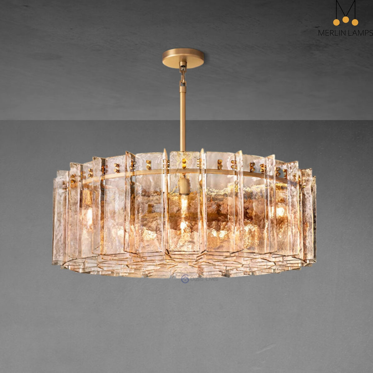 Latrel Smoke Glass Round Chandelier 48″