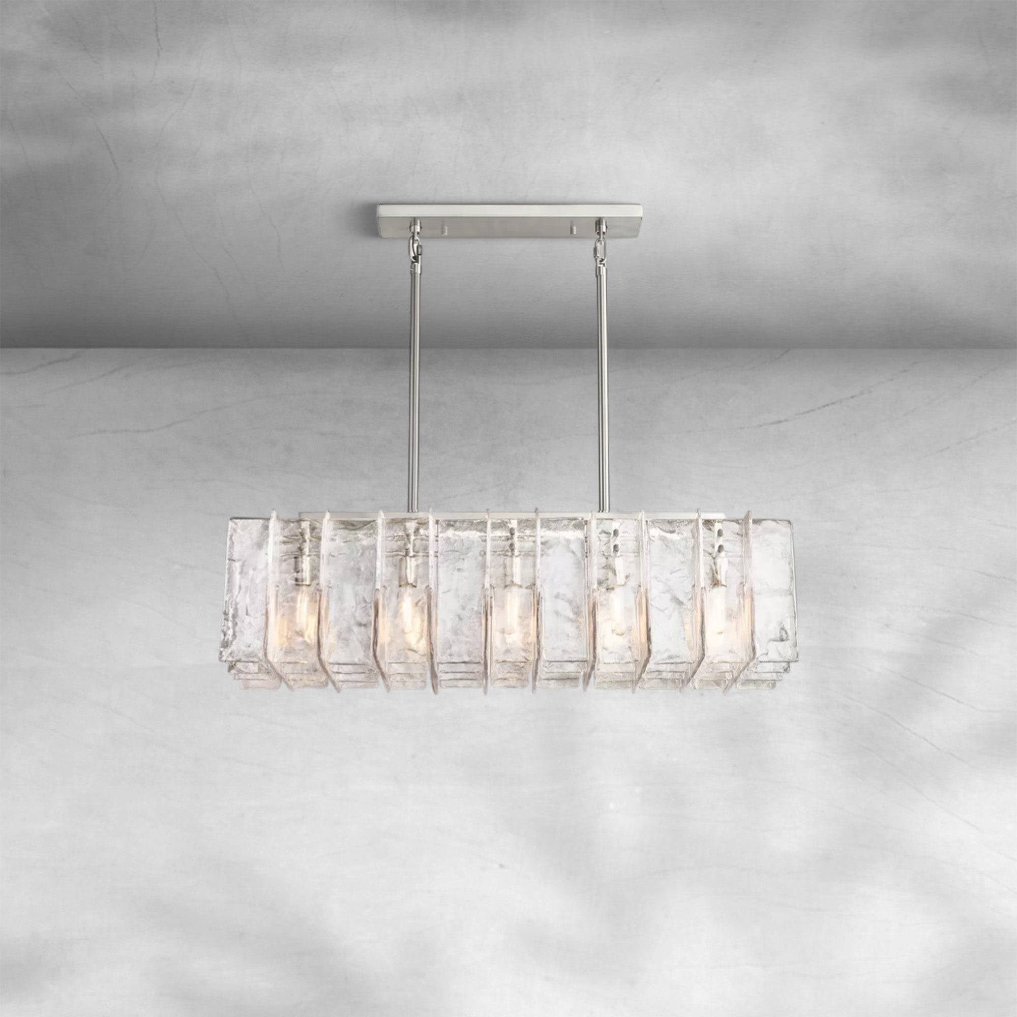 Loxel Clear Glass Rectangular Chandelier 49"67"