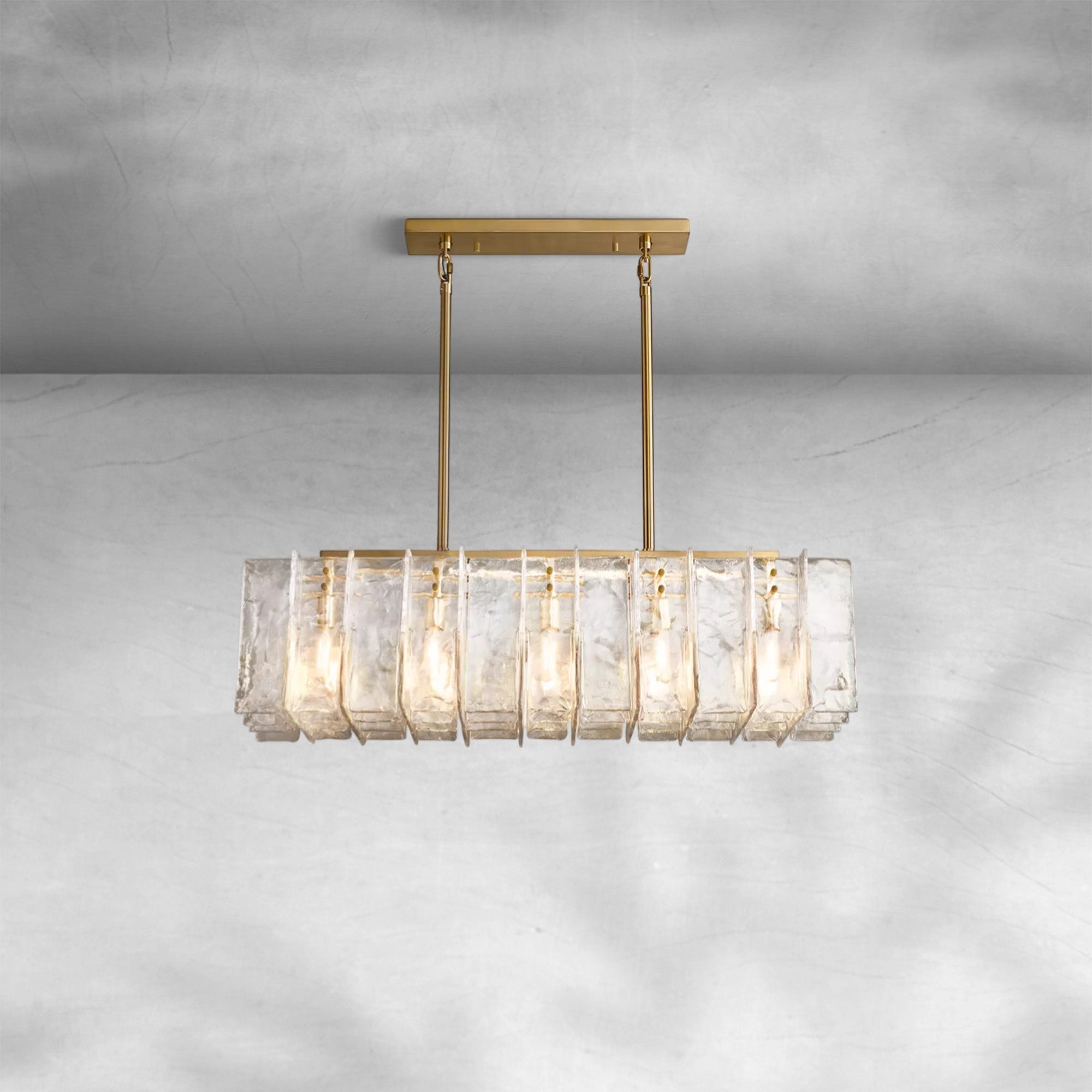 Loxel Clear Glass Rectangular Chandelier 49"67"