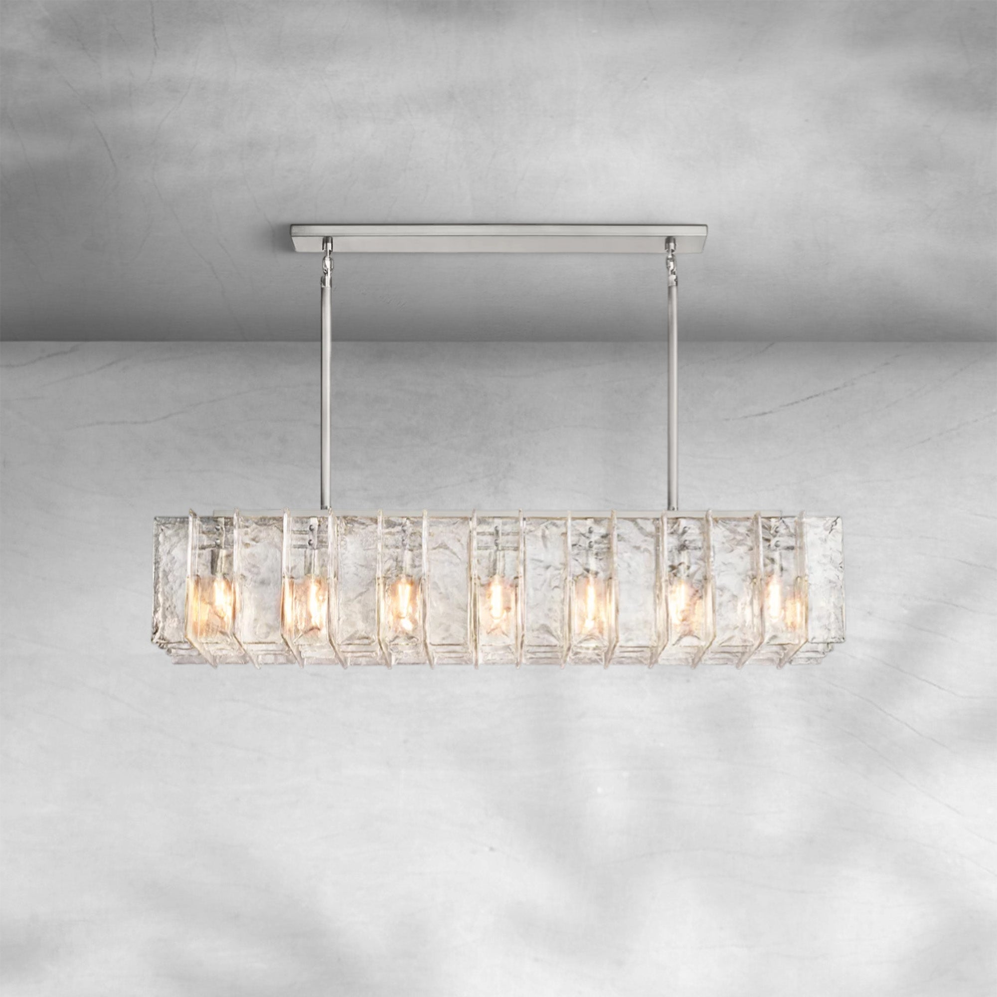 Loxel Clear Glass Rectangular Chandelier 49"67"