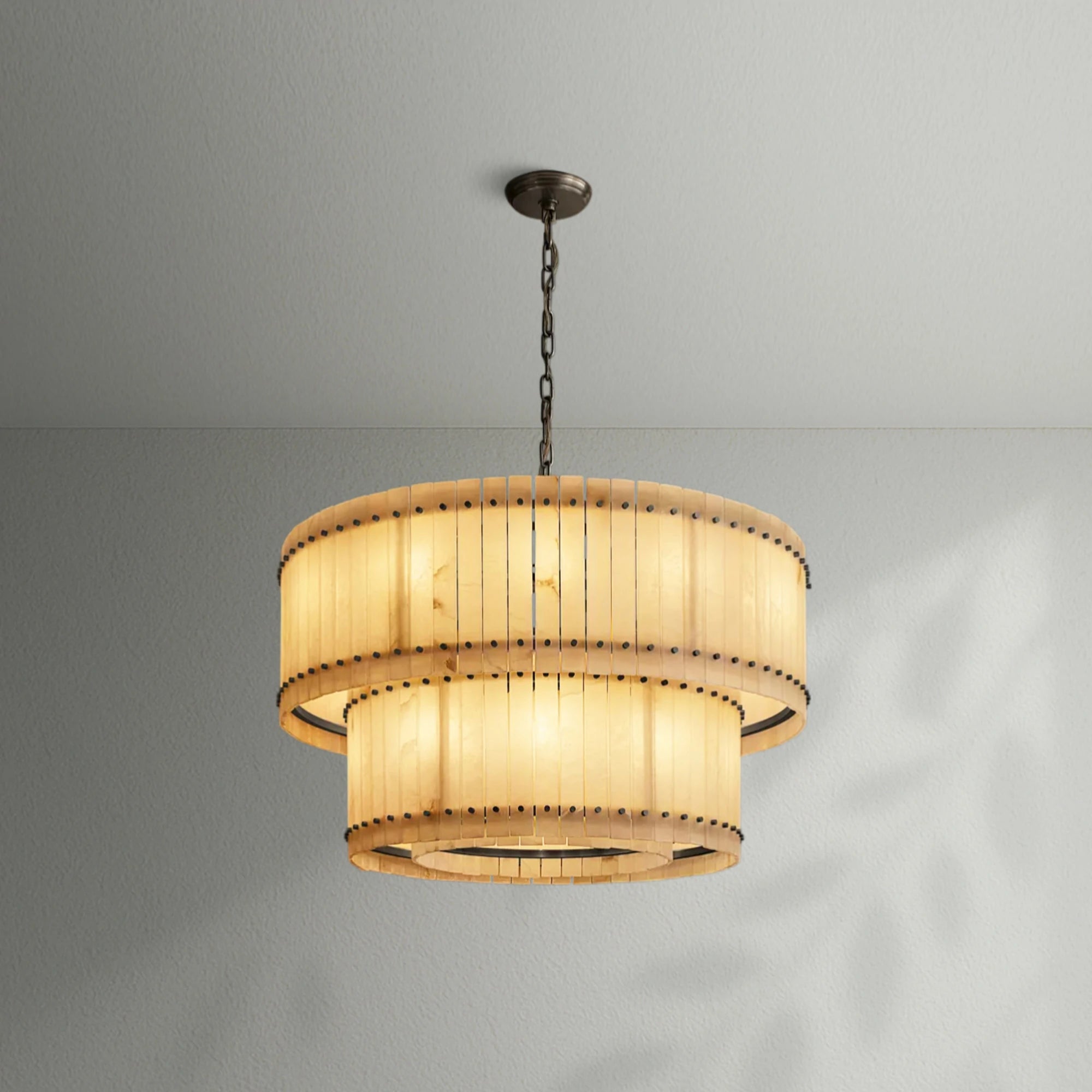 Sun Marco Alabaster Round Tiered Chandelier