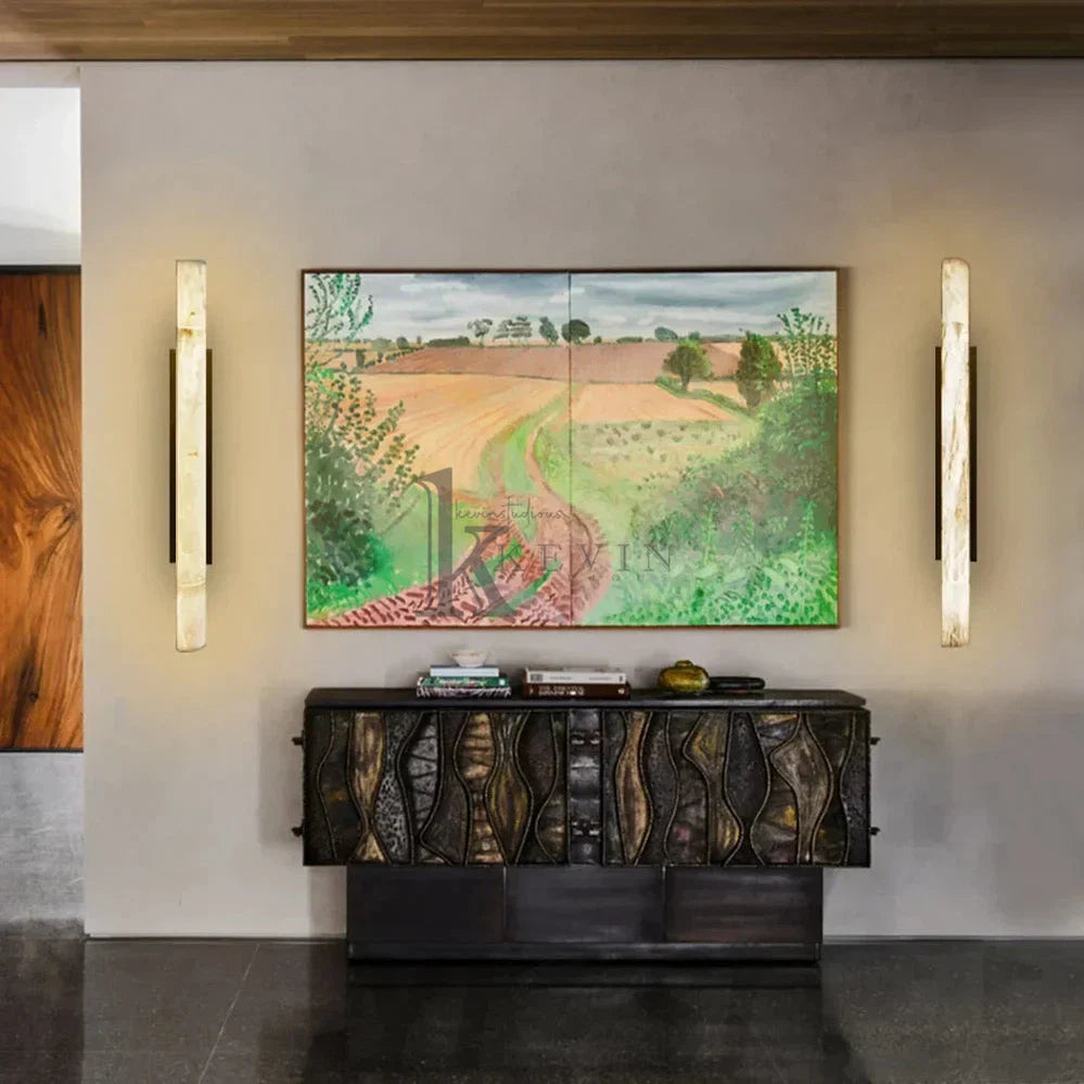 Garron Modern Alabaster Linear Wall Sconce Wall Light Fixtures Luster Gaze