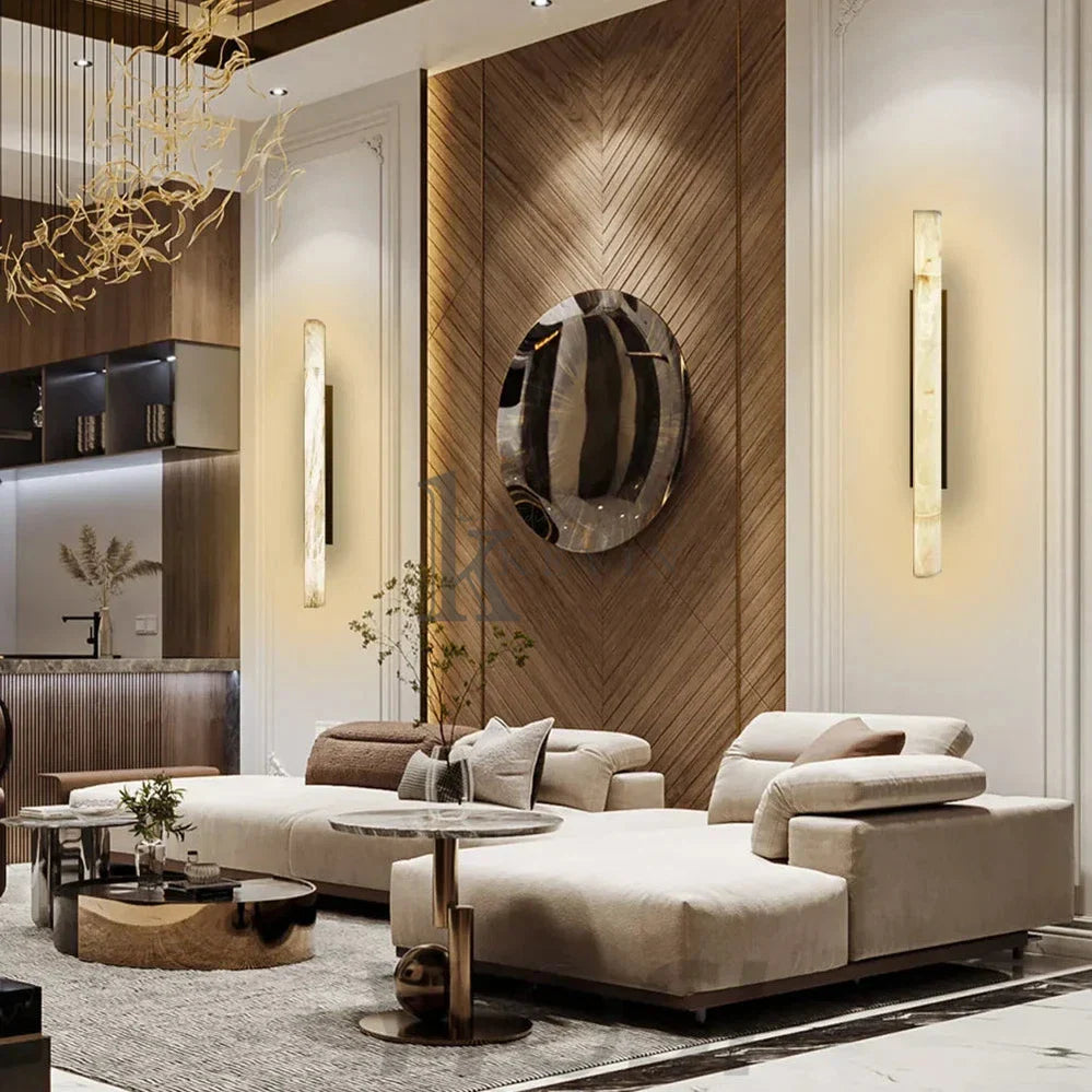 Garron Modern Alabaster Linear Wall Sconce Wall Light Fixtures Luster Gaze