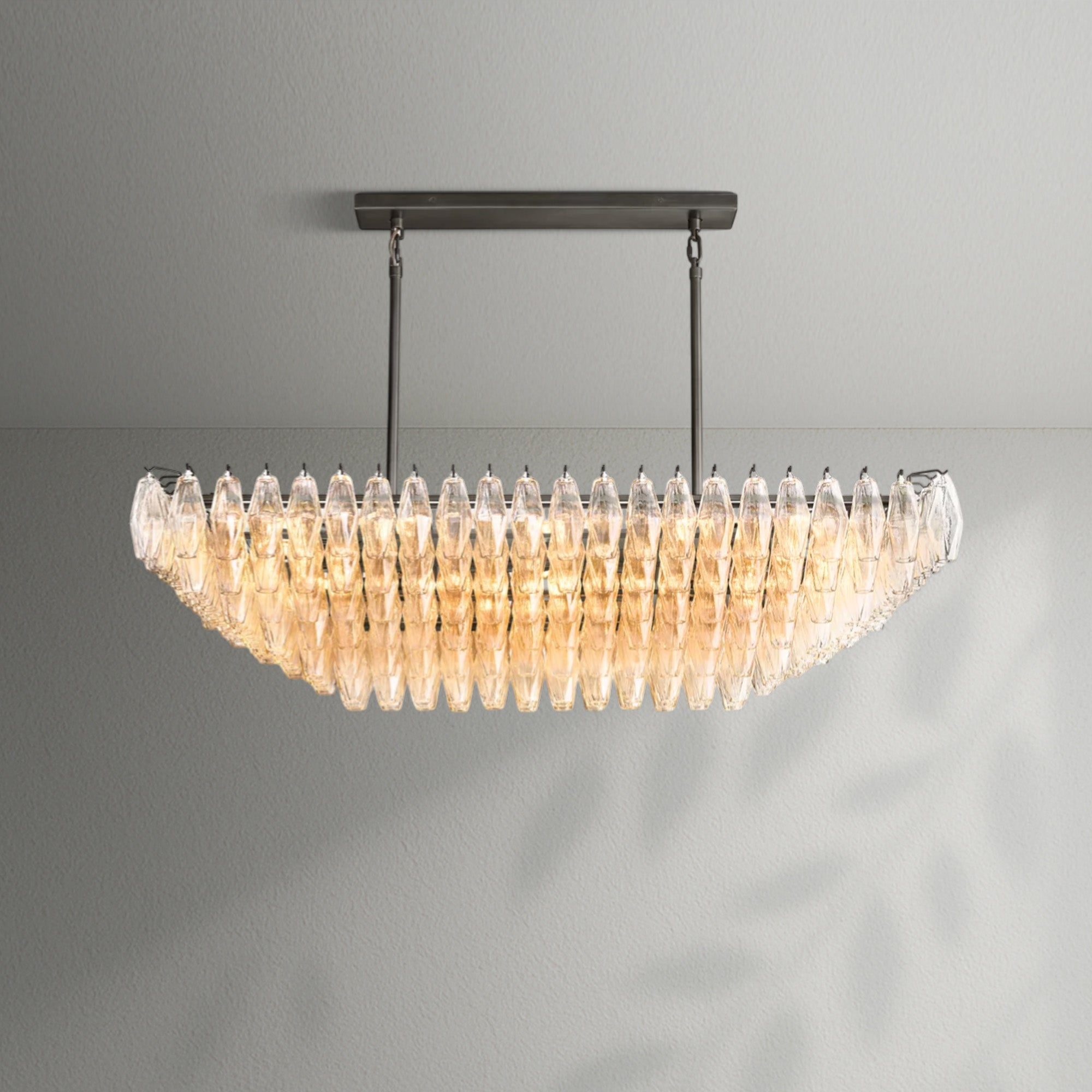 Chiaran Clear Glass Tired Rectangular Chandelier
