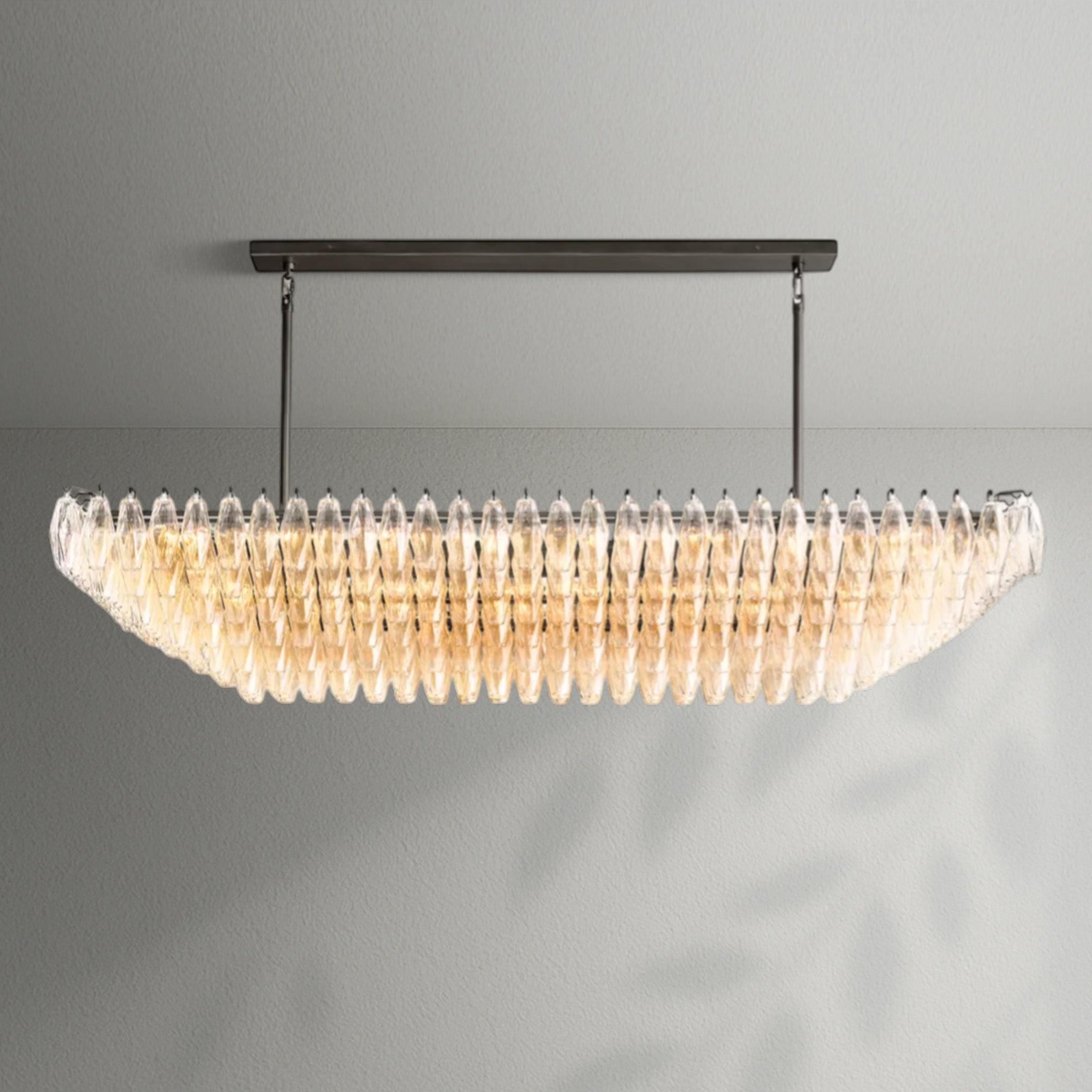 Chiaran Clear Glass Tired Rectangular Chandelier