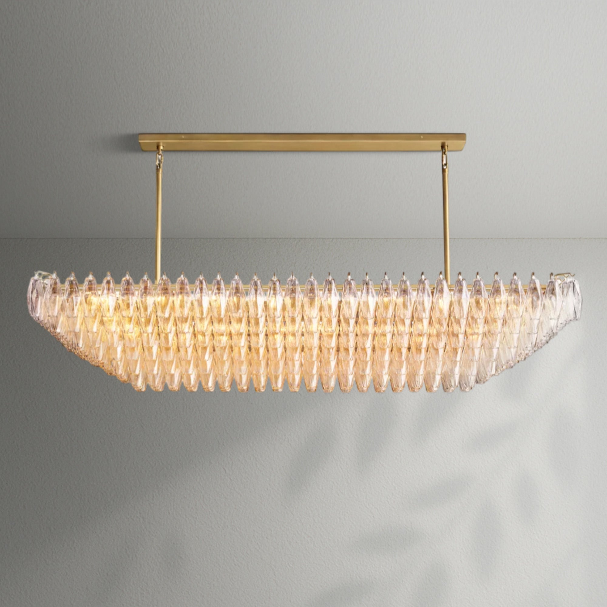 Chiaran Clear Glass Tired Rectangular Chandelier