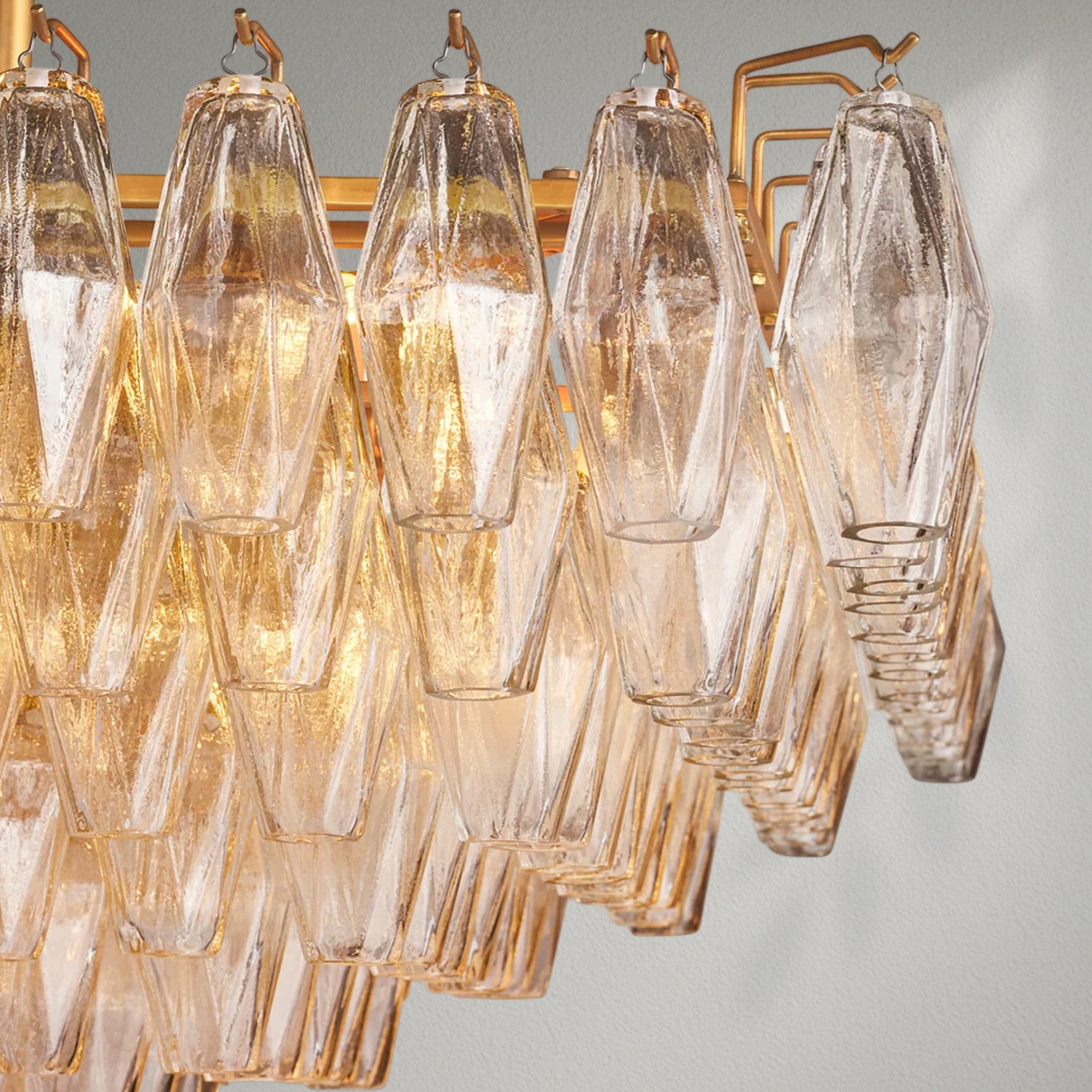 Chiaran Clear Glass Tired Rectangular Chandelier