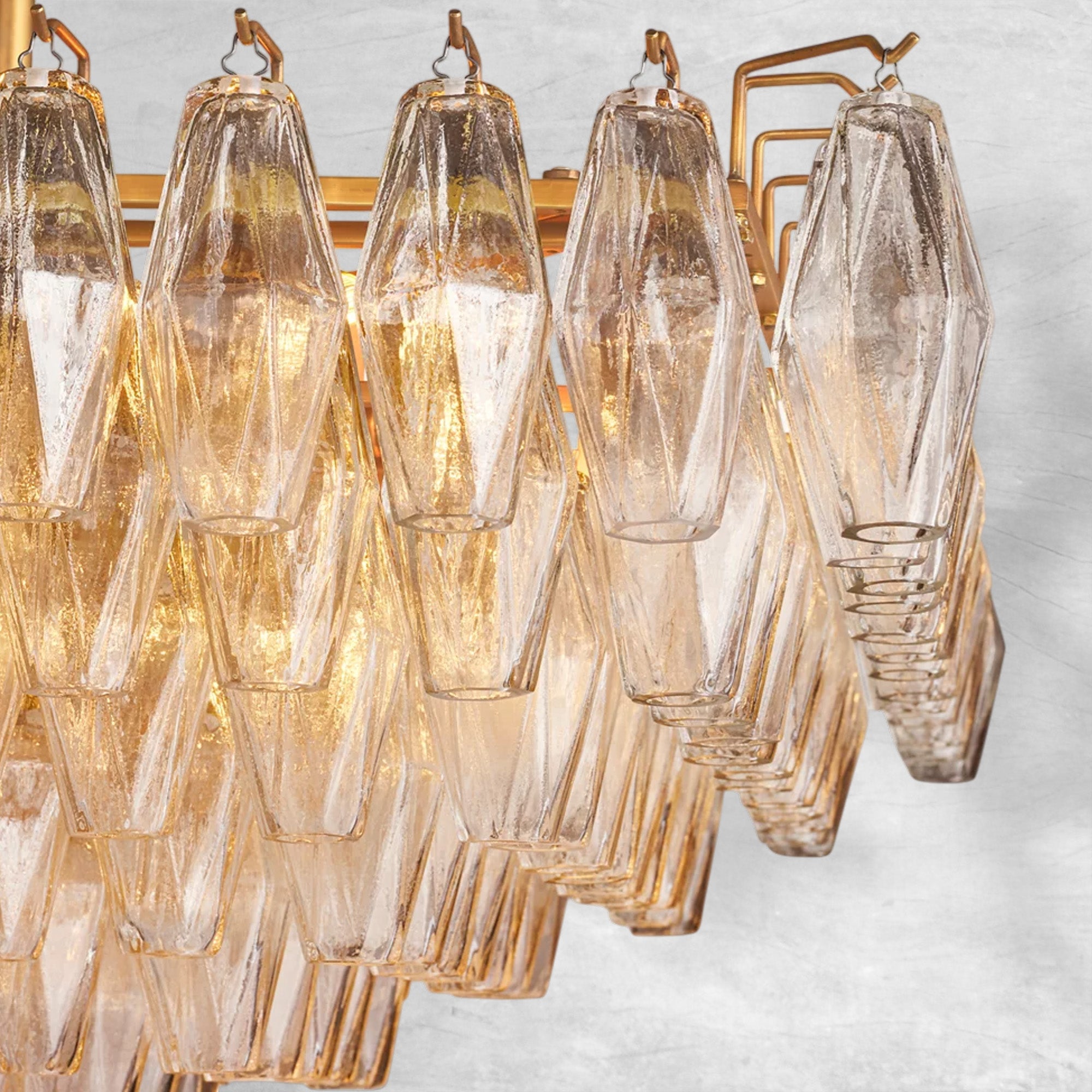 Cyra Clear Glass Tired Rectangular Chandelier 54"74"