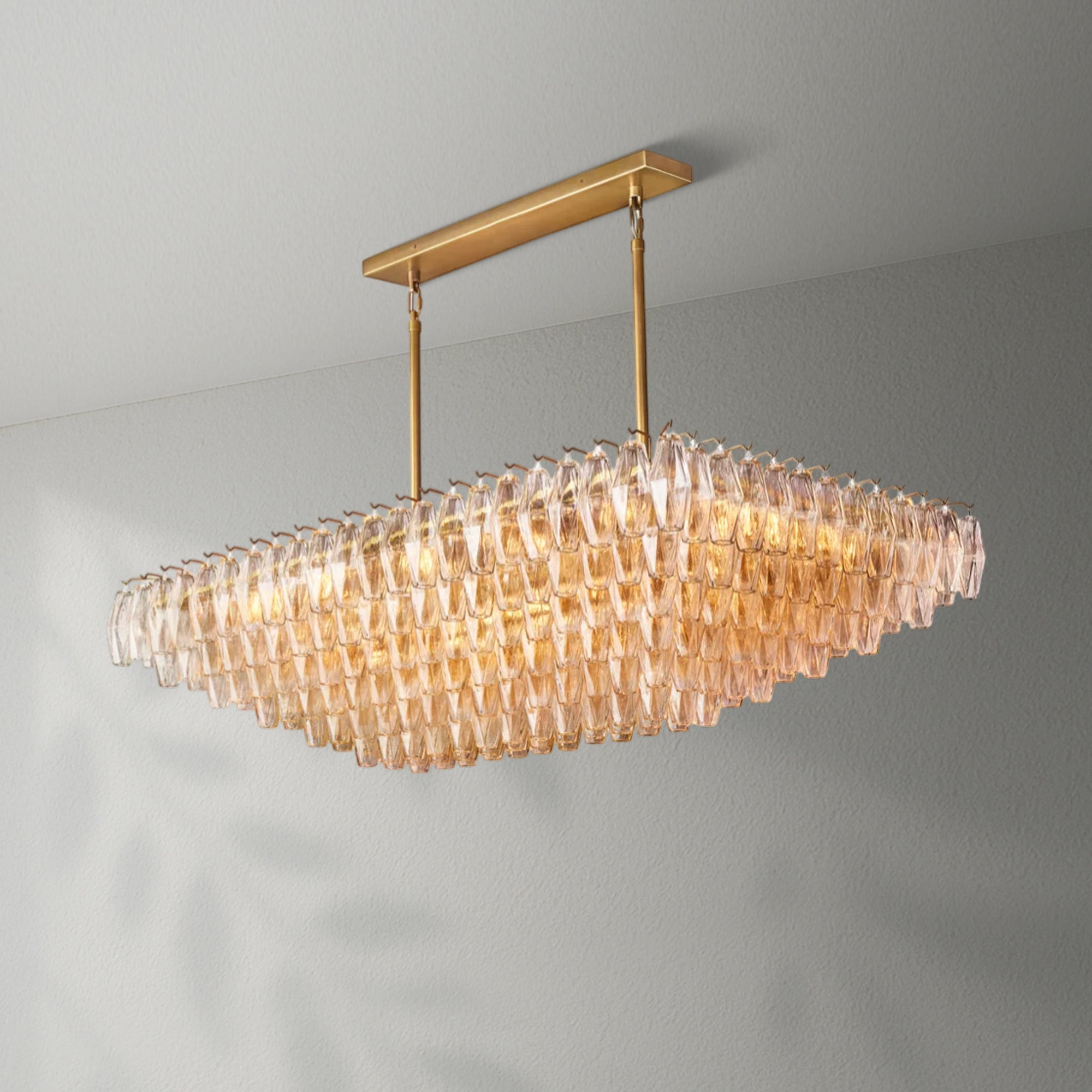 Chiaran Clear Glass Tired Rectangular Chandelier