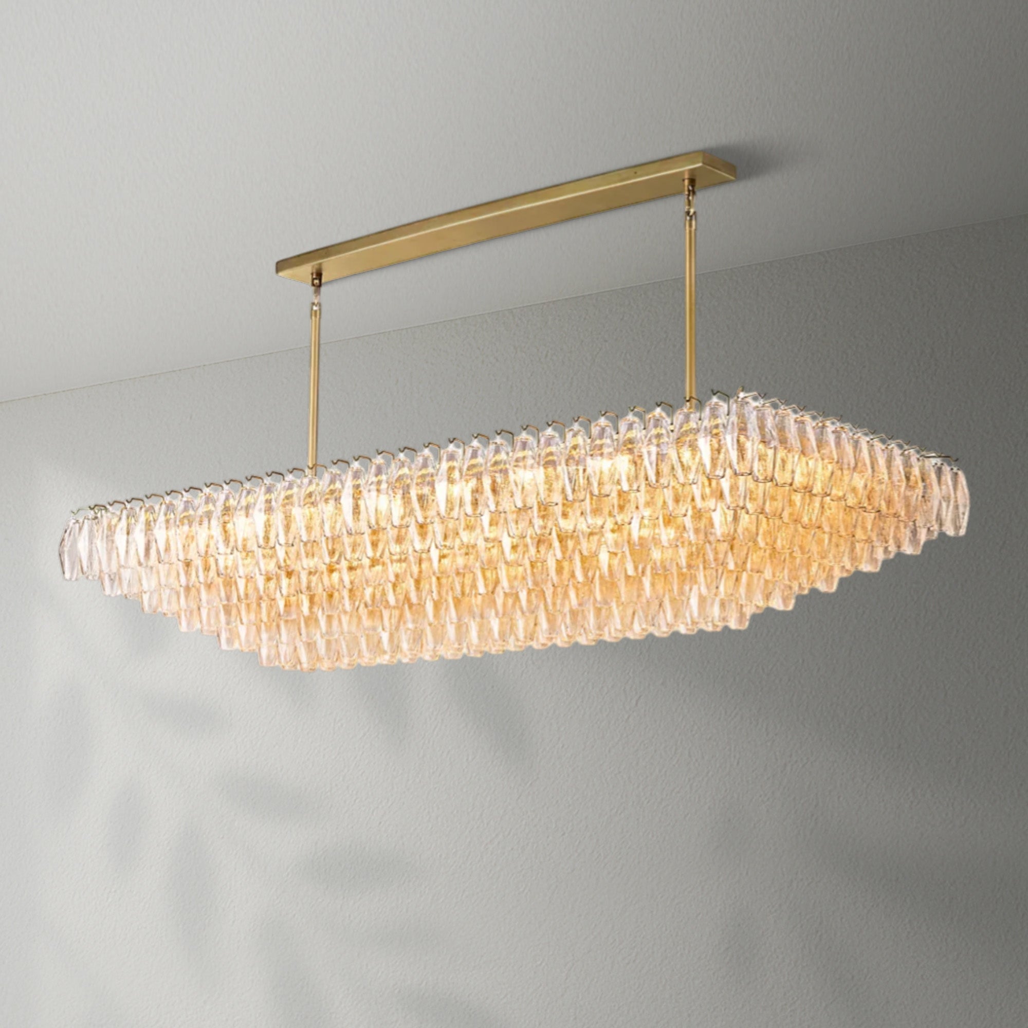 Chiaran Clear Glass Tired Rectangular Chandelier
