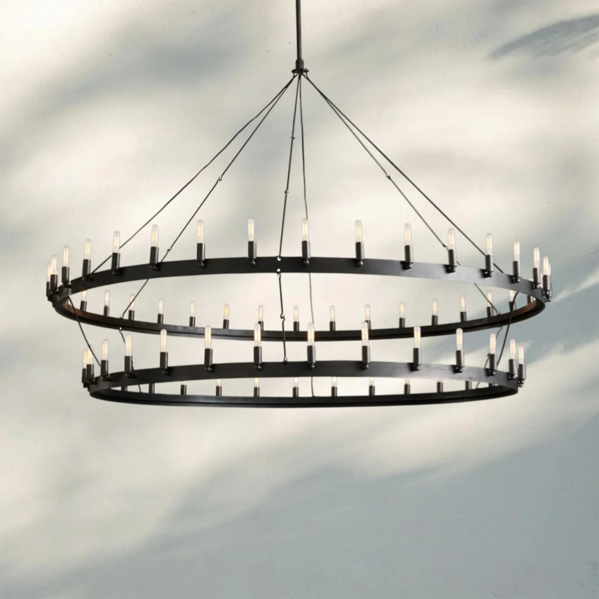 Celestine Vintage Filament 2-Tier Round Chandelier 63''