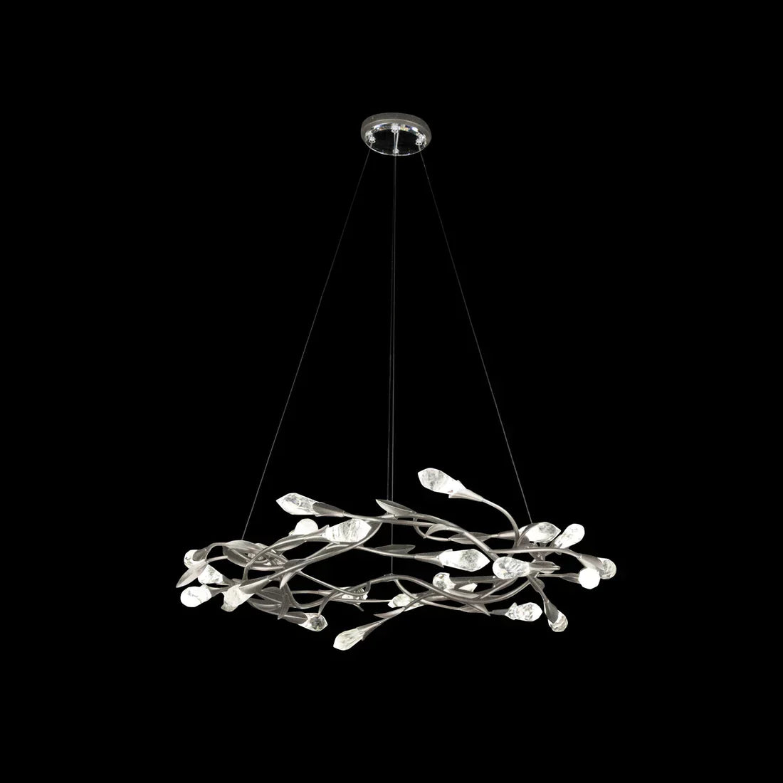 Luster Gaze Gilded Bloom Linear/Round Crystal Chandelier - Background Shot