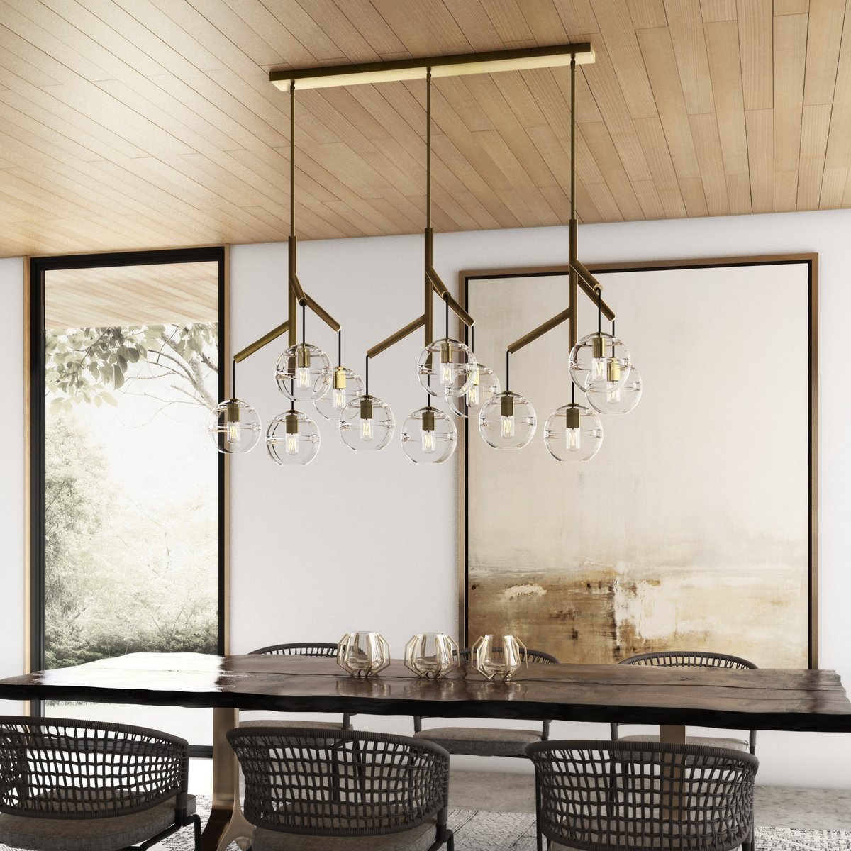 Art Glass Ball Sedona Triple Chandelier - Luster Gaze