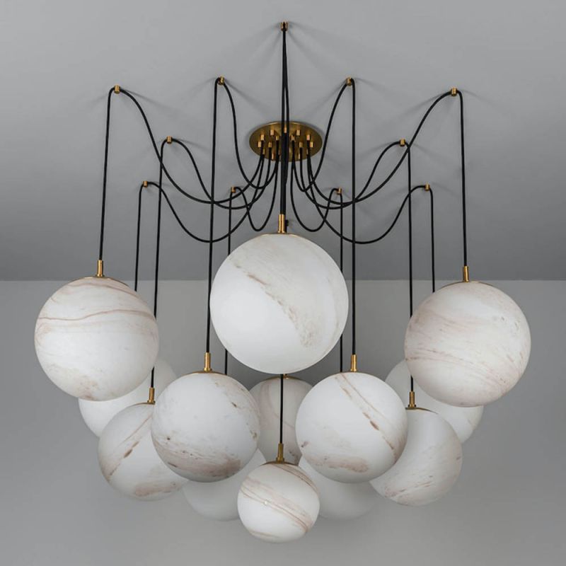 Terry Spider Alabaster Ball Chandelier, Luxurious Alabaster Chandelier Chandelier Luster Gaze   
