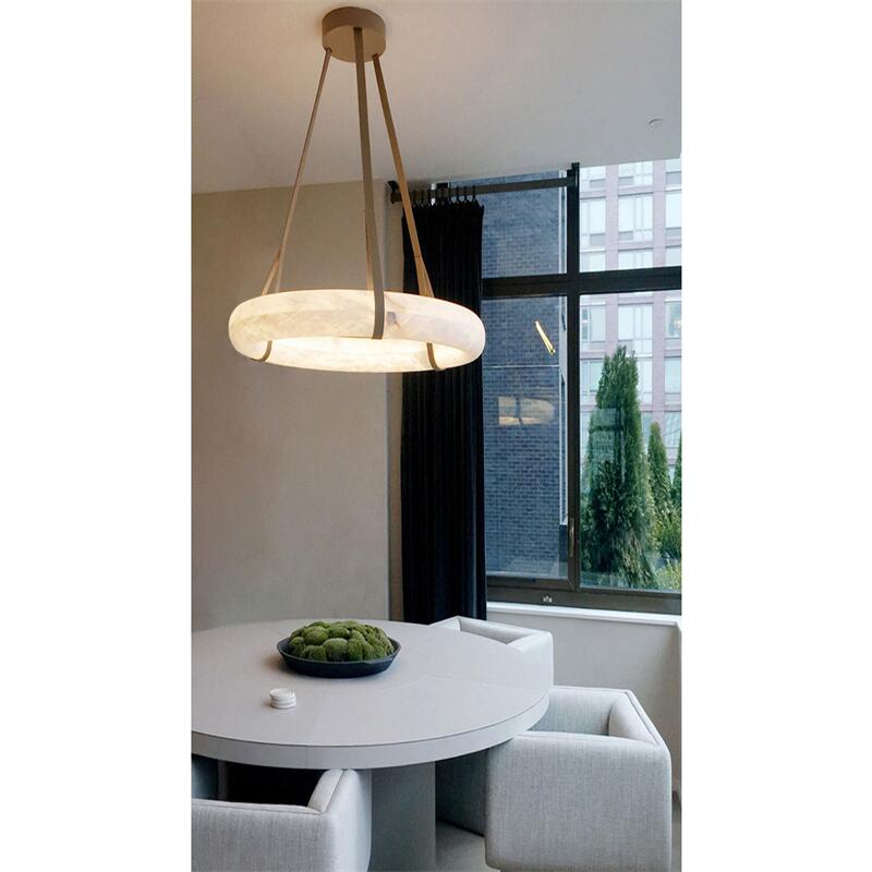 Oslo L1P Pendant Alabaster Chandelier, Halo Ring Chandelier With canopy Over Dining Table Chandelier Luster Gaze   