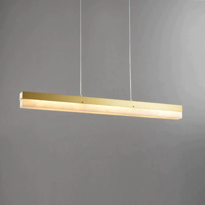 Prima Modern Alabaster Linear Pendant Light Over Kitchen Island, Chandelier Over Dining Table Pendant Light Luster Gaze 47.24"L*2.36"W*2.36"H Brass 