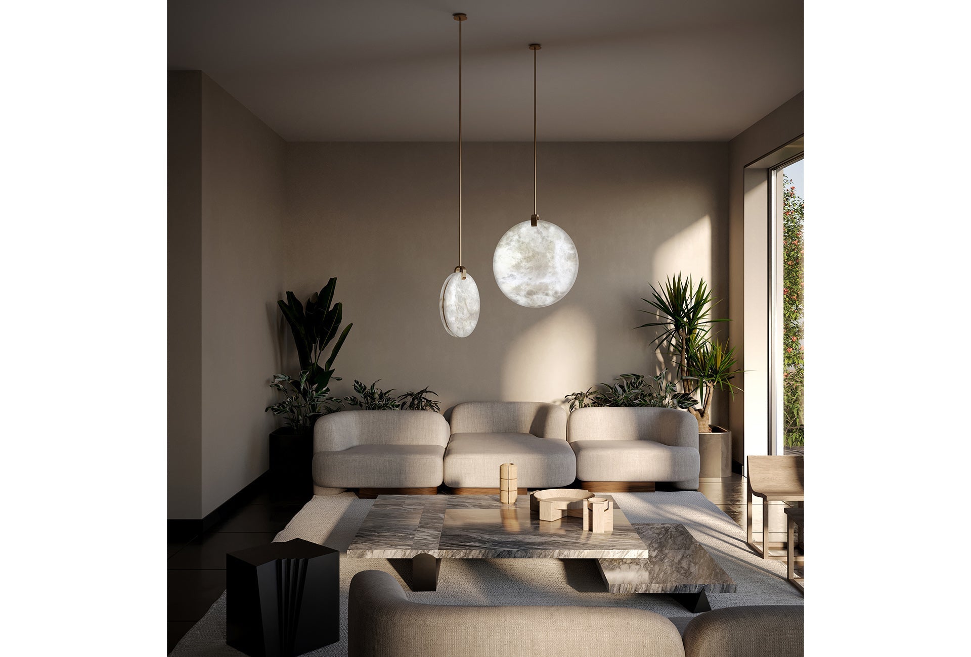 Soho Real Alabaster Disc Pendant Light, Pendant Lamp For Hallway, Staircase Pendant Light Luster Gaze   