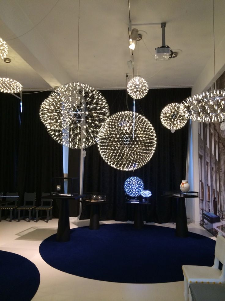 Round Starry Sky Chandelier Light Fire Ball Ceiling Lighting for Living Room/Cottage/High-ceiling