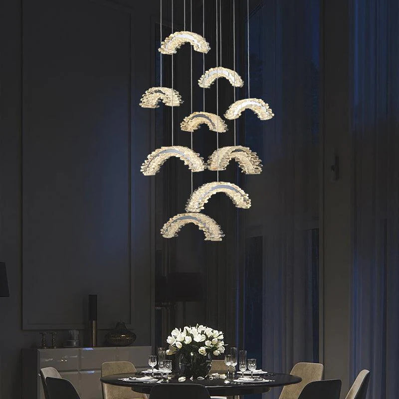 Luster Gaze Radiant Cascade Rock Crystal Chandelier - American ballroom or formal entertaining space