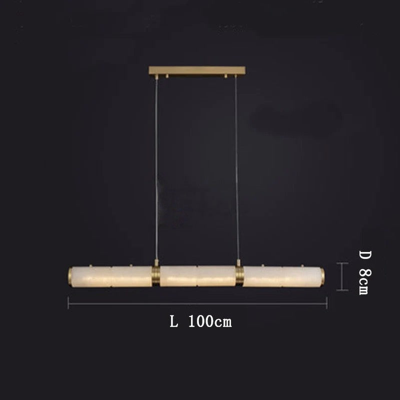Chanavia Modern Linear Alabaster Chandelier, Chandelier Over Dining Table