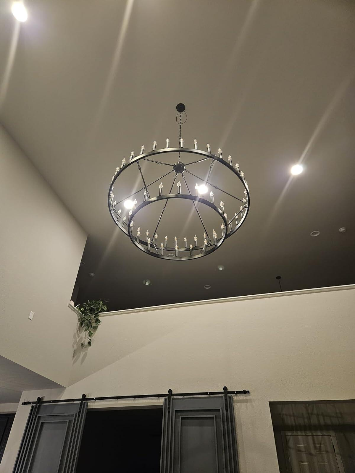 Celestine Vintage Filament Two-Tier Round Chandelier 71"