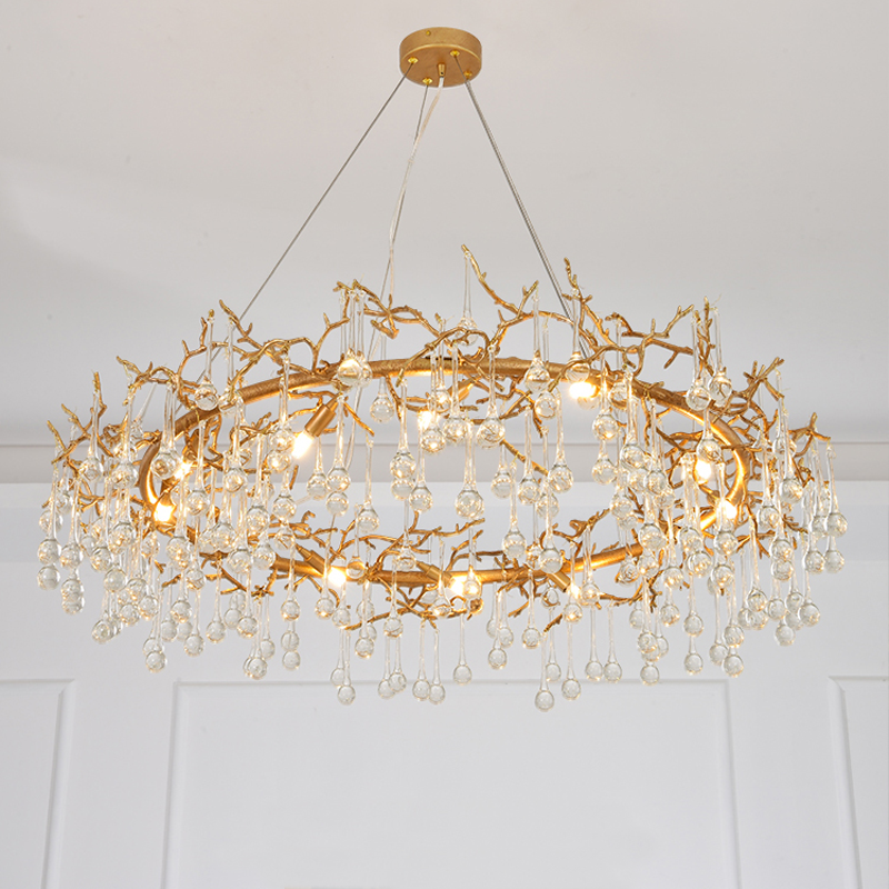 Luster Gaze Dewdrop Bloom Brass Branch Chandelier - Background Shot