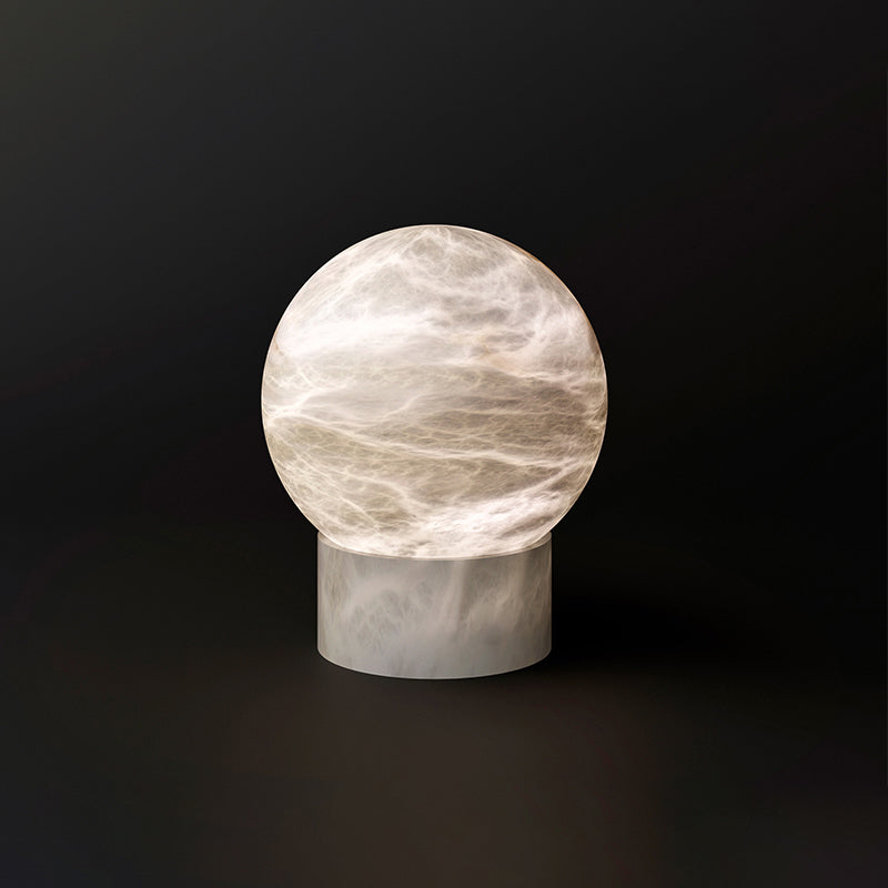 Franta Modern Round Alabaster Table Lamp, Bedside Table Lamp Chandelier Luster Gaze   