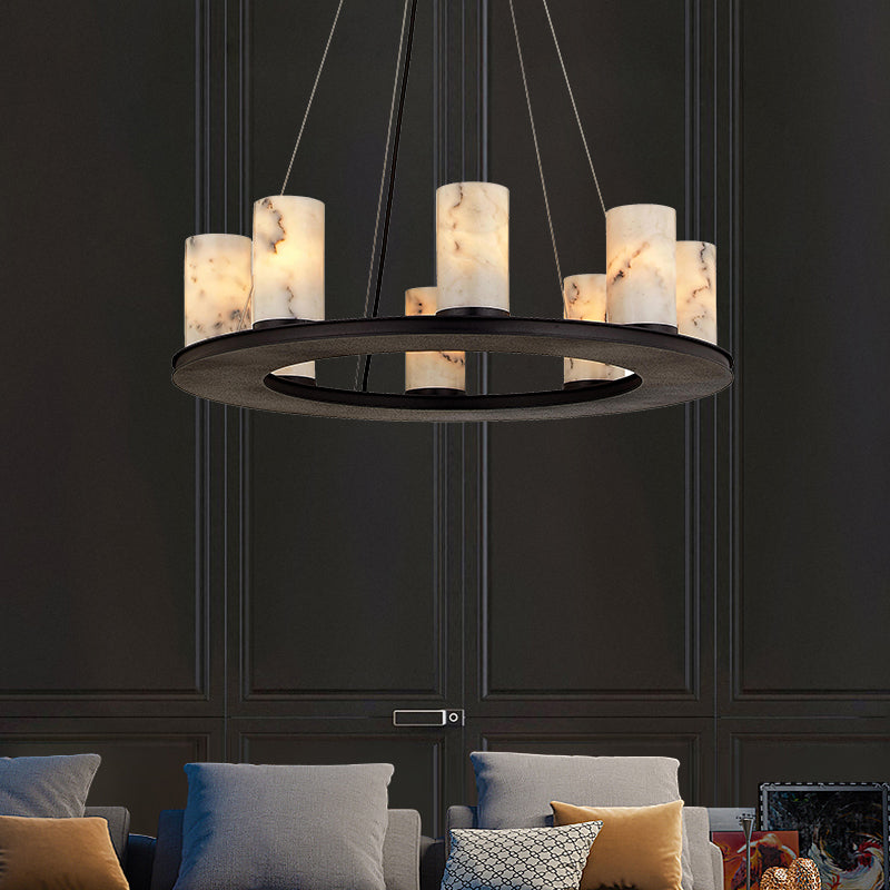 Scarlett Modern Round Industrial Candelabra Round Black Alabaster Chandelier Chandelier Luster Gaze