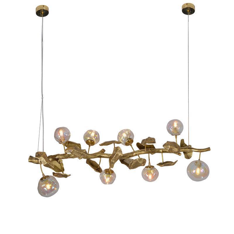 Luster Gaze Verdant Canopy Organic Glass Linear Chandelier - American great room dining area