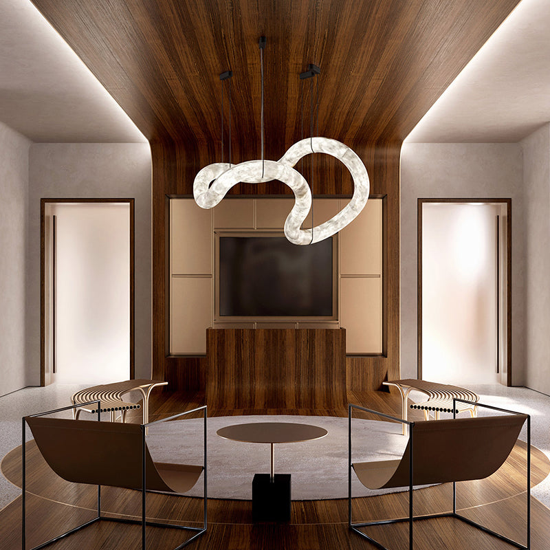 Oslo Infinity Symmetrical Entryway Alabaster Pendant Light, Entrance Pendant Light Chandelier Luster Gaze   