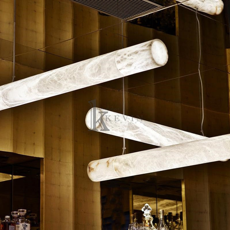 Gerta Modern Alabaster Linear Pendant Light, Kitchen Island Lighting Chandelier Luster Gaze   