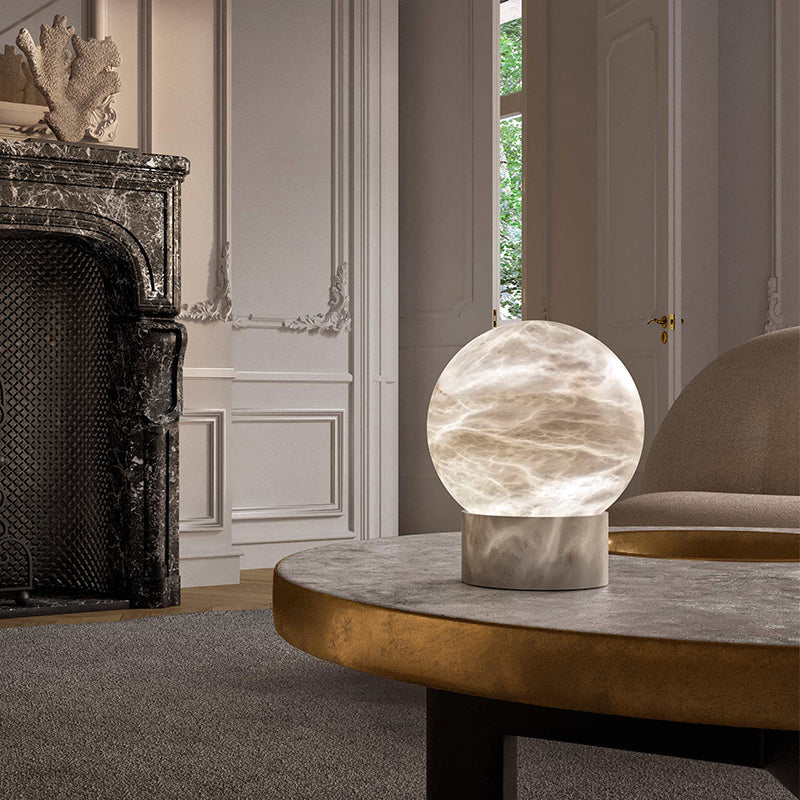 Franta Modern Round Alabaster Table Lamp, Bedside Table Lamp Chandelier Luster Gaze   