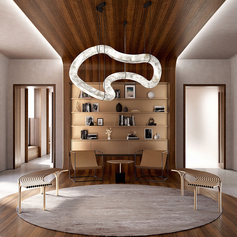 Oslo Infinity Symmetrical Entryway Alabaster Pendant Light, Entrance Pendant Light Chandelier Luster Gaze   
