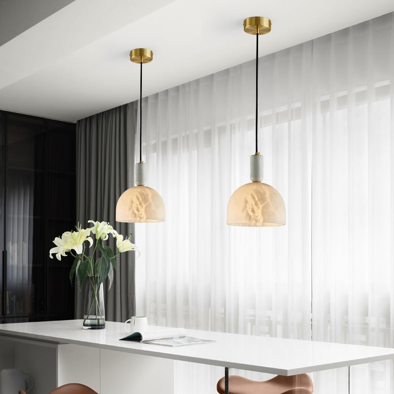 Aubry Modern Alabaster Bedside Pendant Light, Bedroom Pendant Lamp Chandelier Luster Gaze   