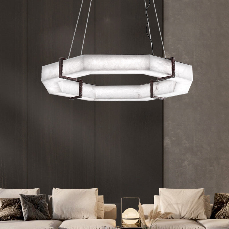 Maxine Modern Creative Retro Alabaster Living Room Round Chandelier Chandelier Luster Gaze 23.6" D  