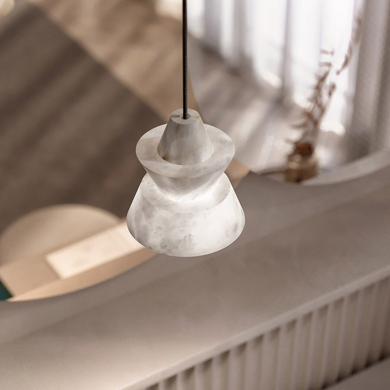 Koltin Lab Small Alabaster Coffee Table Pendant, Modern Pendant Light Besides Bed Chandelier Luster Gaze   
