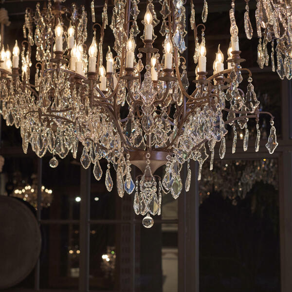 Luster Gaze Grand Baroque Tiered Glass Chandelier - Background Shot