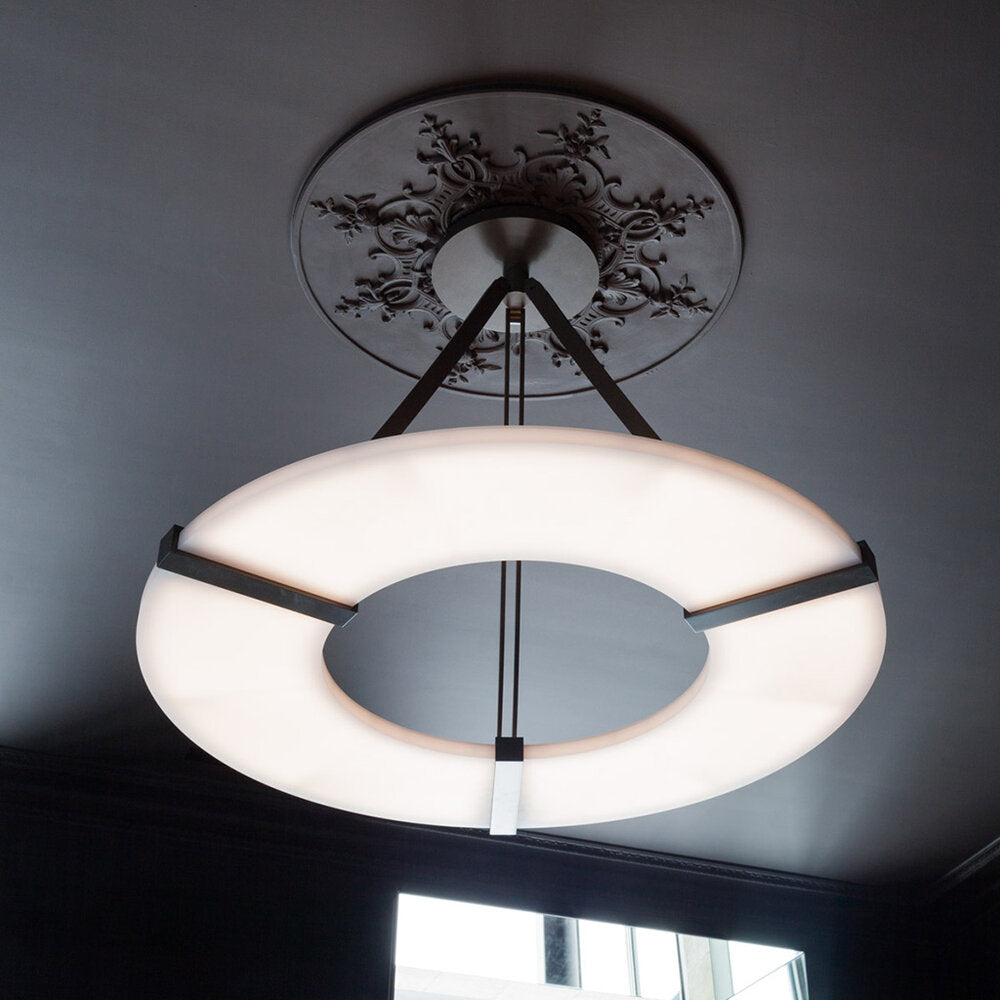 Maxine Modern Round Alabaster Plate Chandelier, Exquisite Illumination Chandelier Luster Gaze   