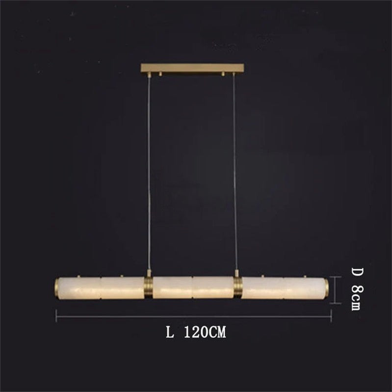 Chanavia Modern Linear Alabaster Chandelier, Chandelier Over Dining Table