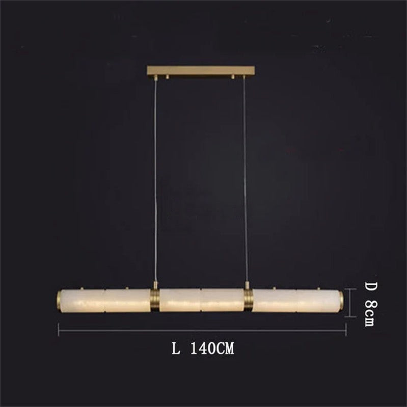 Chanavia Modern Linear Alabaster Chandelier, Chandelier Over Dining Table