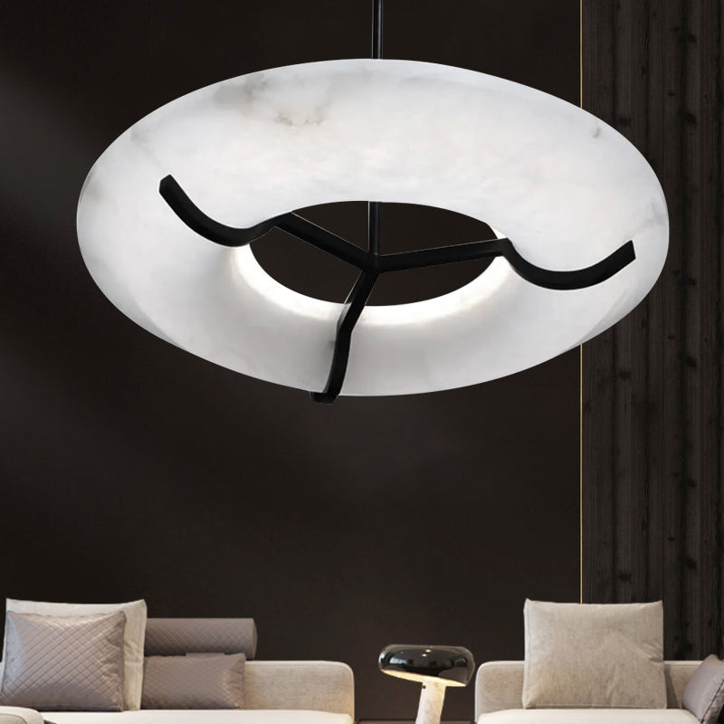 Maxine Modern Round Alabaster Dining Room Chandelier Chandelier Luster Gaze 23.6" D  