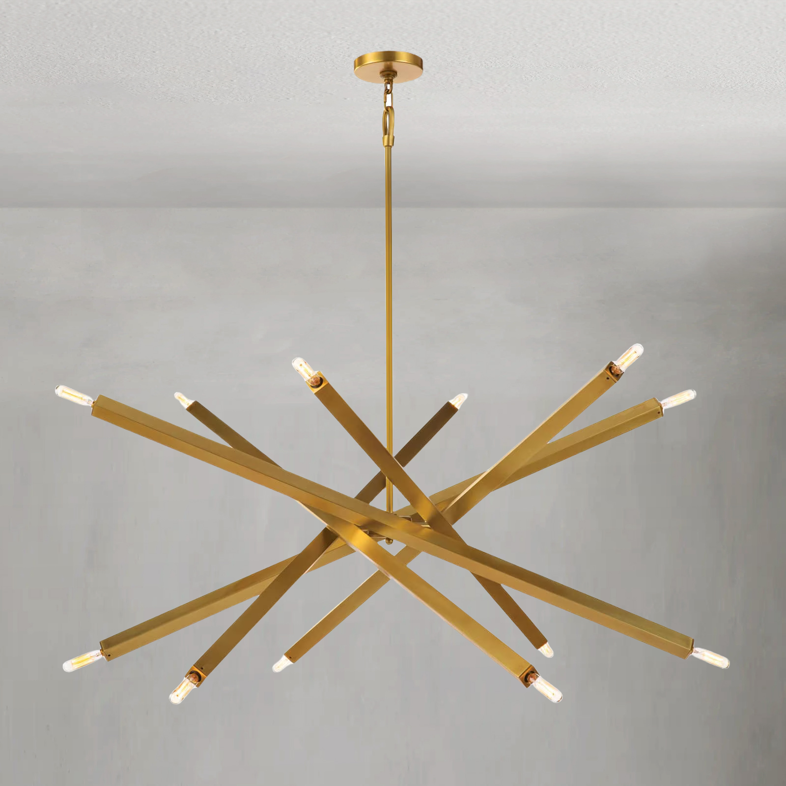 Luster Gaze Kinetic Brass 12-Light Chandelier - Background Shot