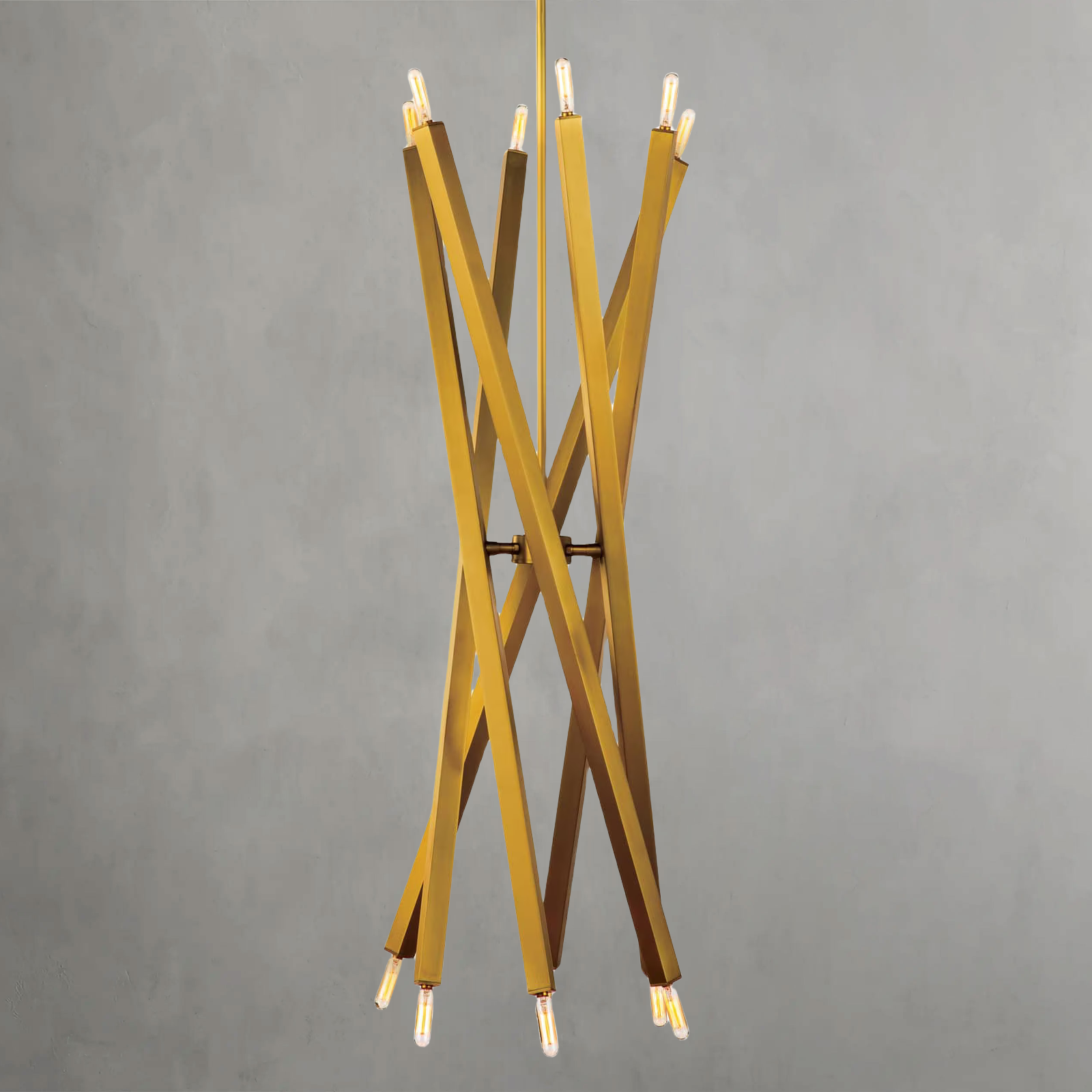 Luster Gaze Kinetic Brass 12-Light Chandelier - Background Shot