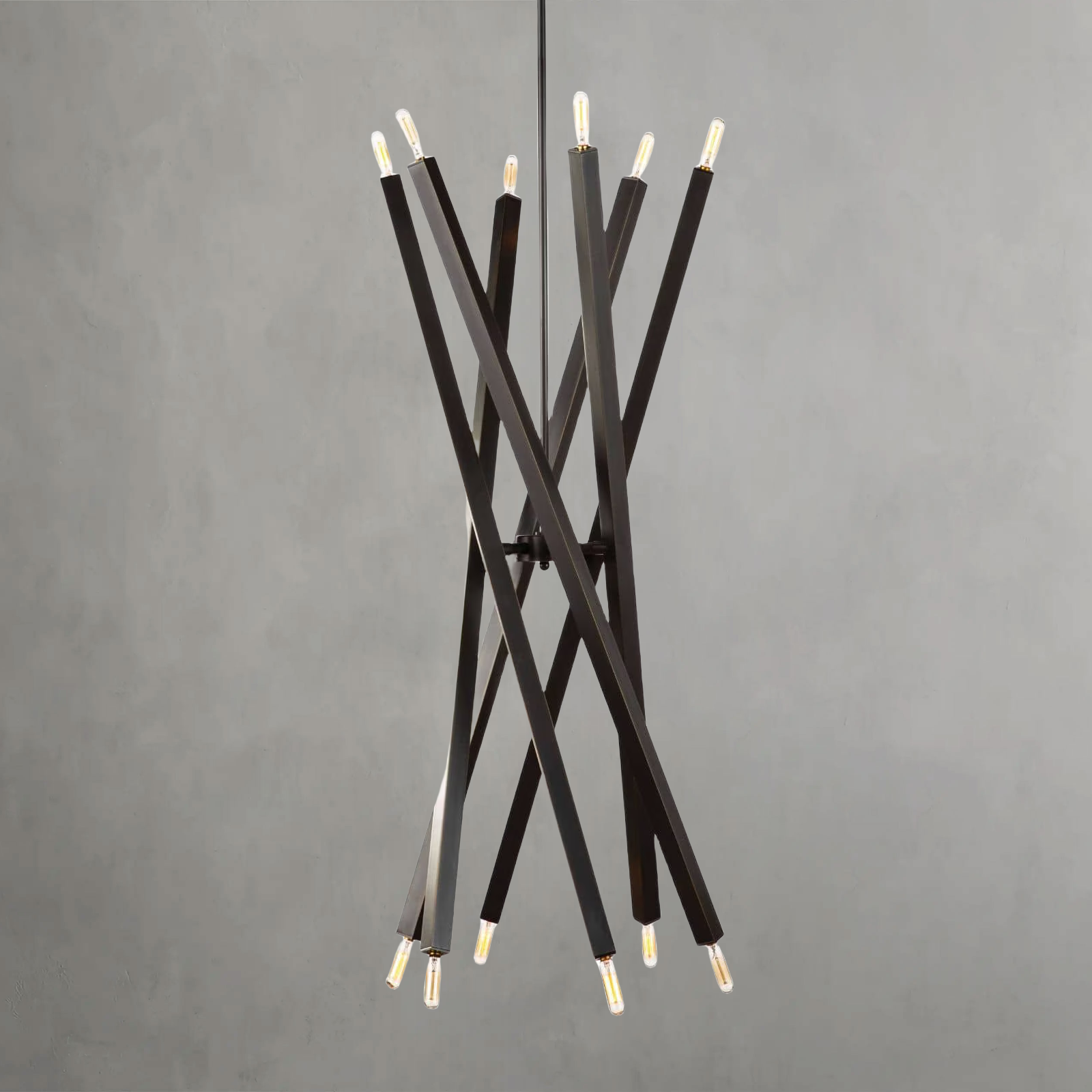 Luster Gaze Kinetic Brass 12-Light Chandelier - Background Shot